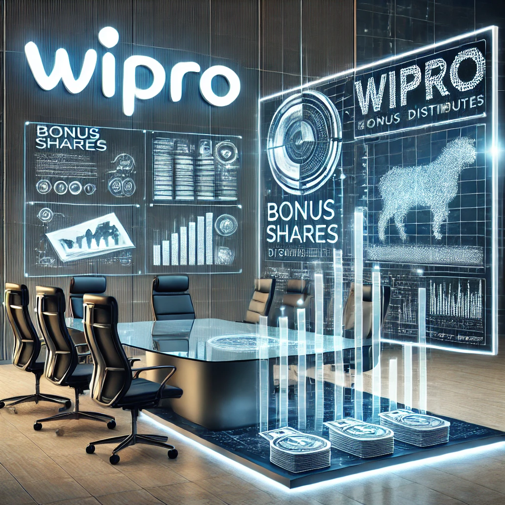 DALL·E 2024 12 04 12.10.53 A professional digital graphic showing a corporate office setting with Wipro branding on a sleek modern signboard. The image includes elements like a